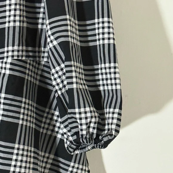 Black and White Plaid Women's Blouse - Picture 6 of 13